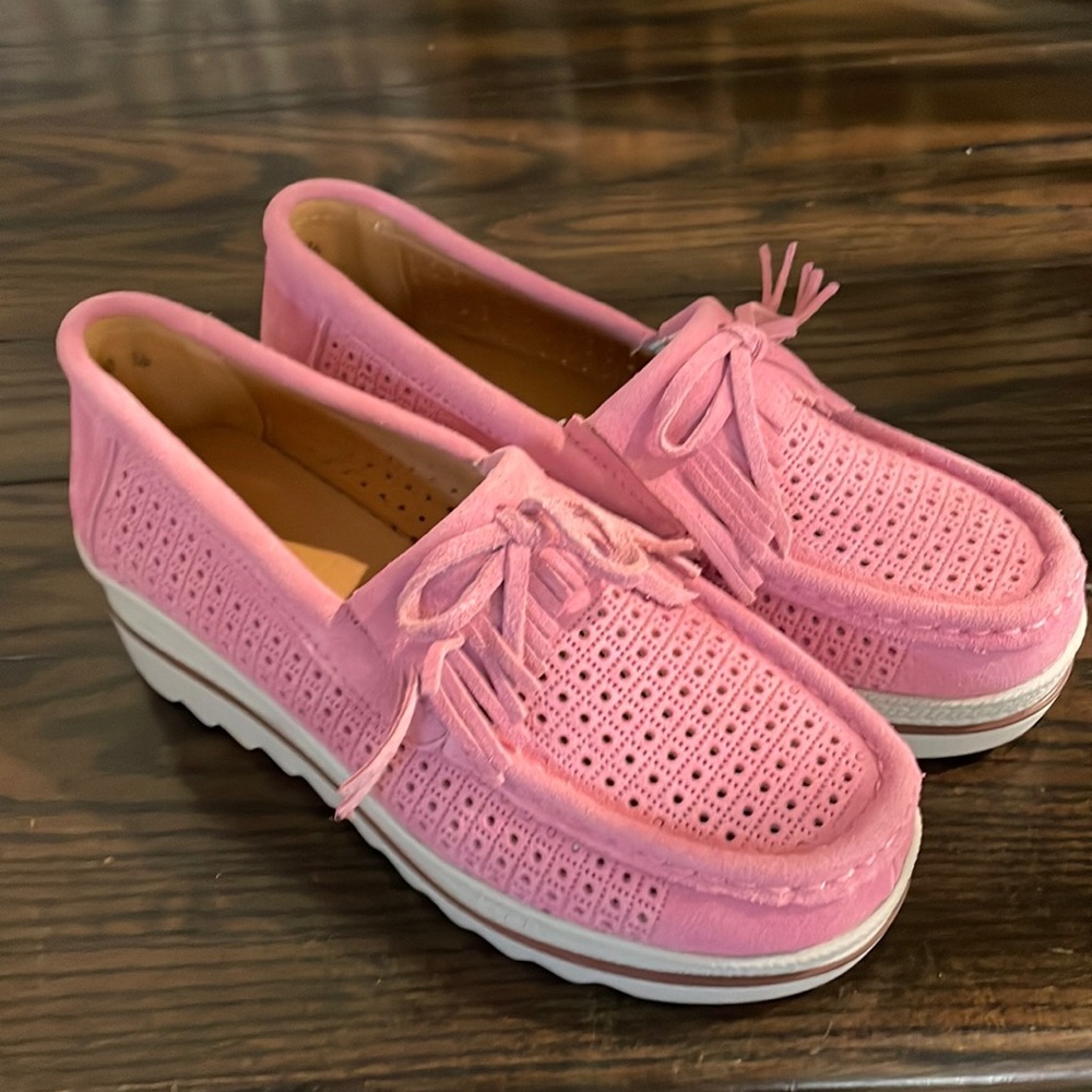Pink loafers